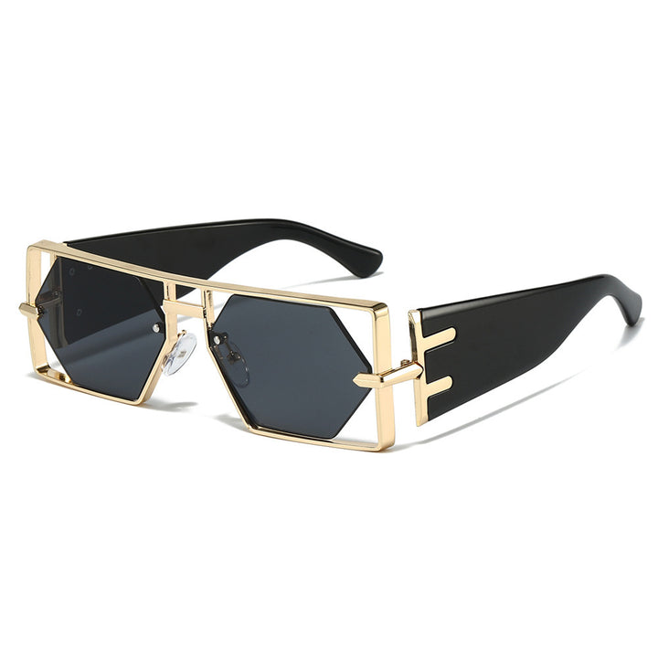 Geometrische Shield-Sonnenbrille mit hochwertigem Metallrahmen Karnz