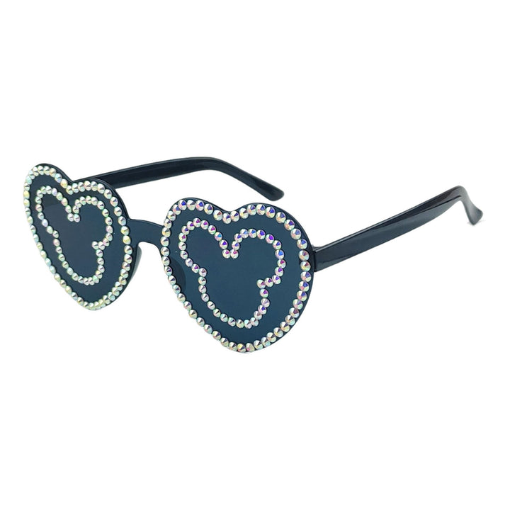 Damen Herzförmige Sonnenbrille mit funkelndem Strassmuster Karnz