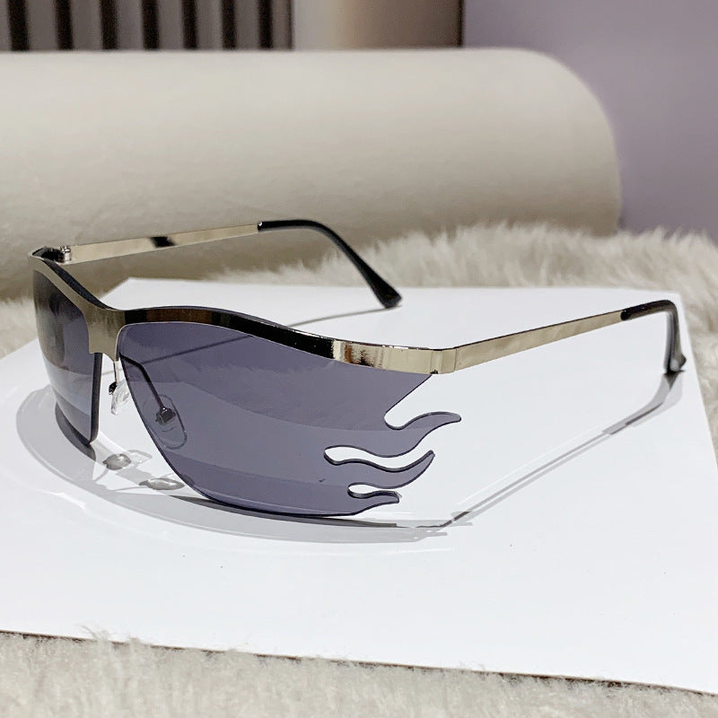 Damen futuristische Sonnenbrille mit elegantem transparente Rahmen Karnz