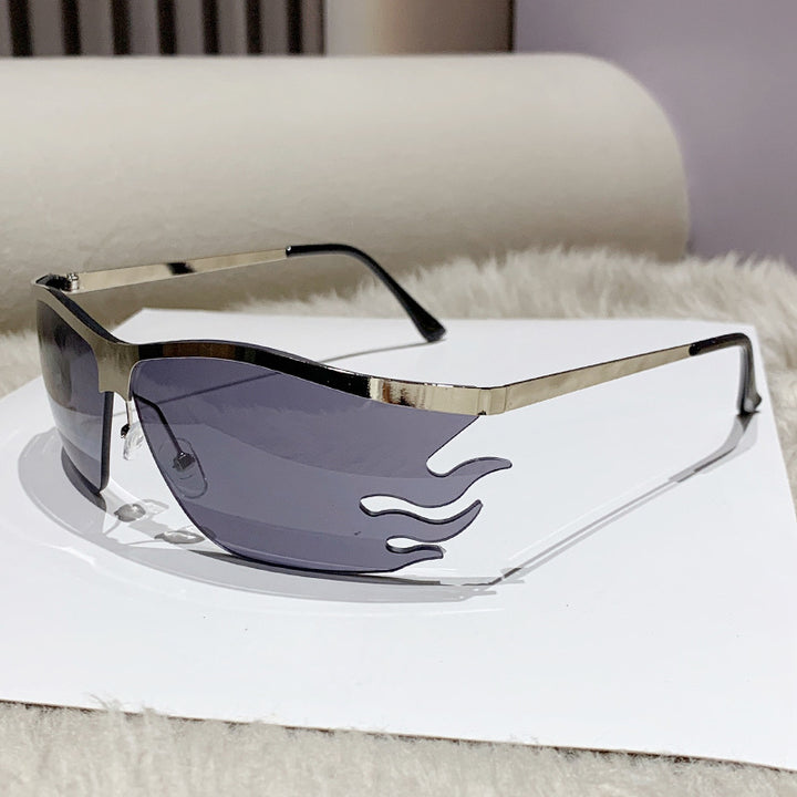 Damen futuristische Sonnenbrille mit elegantem transparente Rahmen Karnz