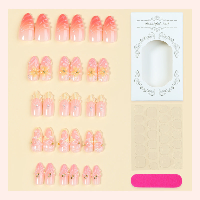 Künstlerisches Blumendesign Press-On Nägel Set mit einzigartigen Verzierungen Karnz