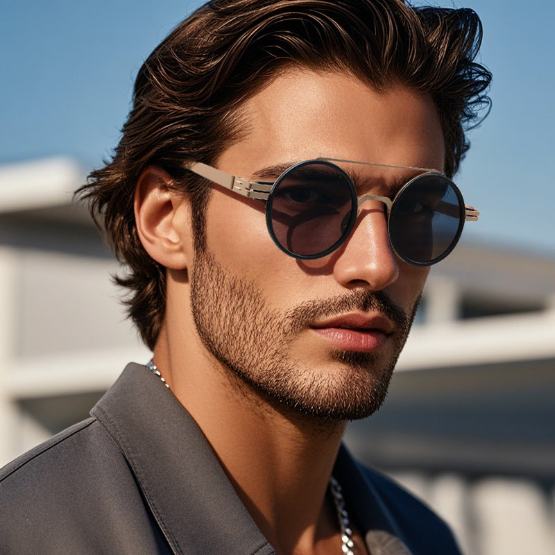 Damen modische runde Sonnenbrille mit minimalistischem Design Karnz
