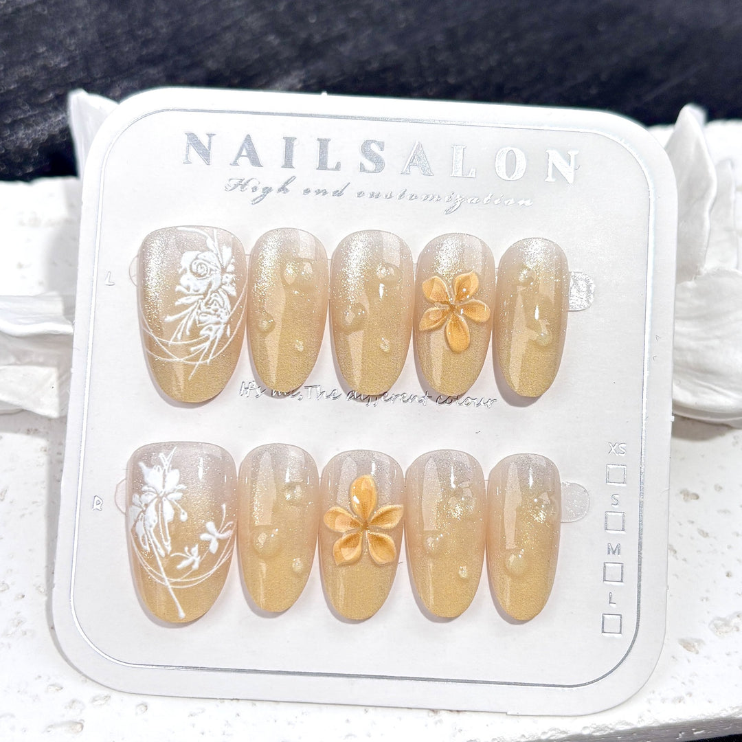 Premium floral-prägte Druck-Nagelset