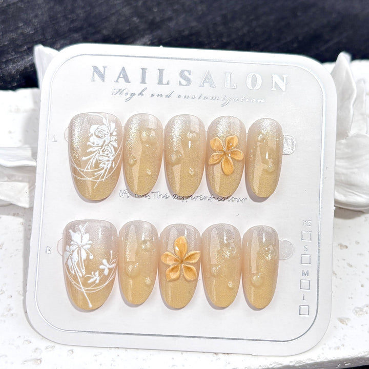 Premium floral-prägte Druck-Nagelset