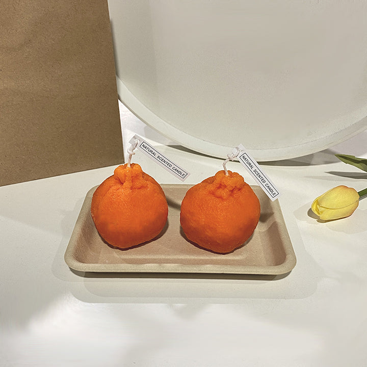Handgegossene realistische orangeförmige duftende Dekokerze