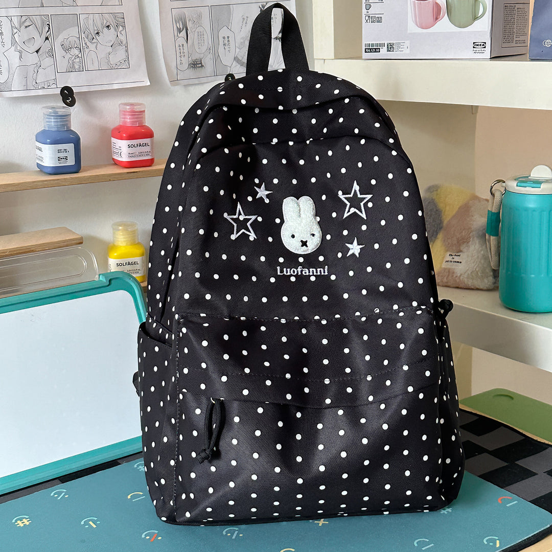 Polka Dot Rucksack mit süßen Figurenakzenten Karnz