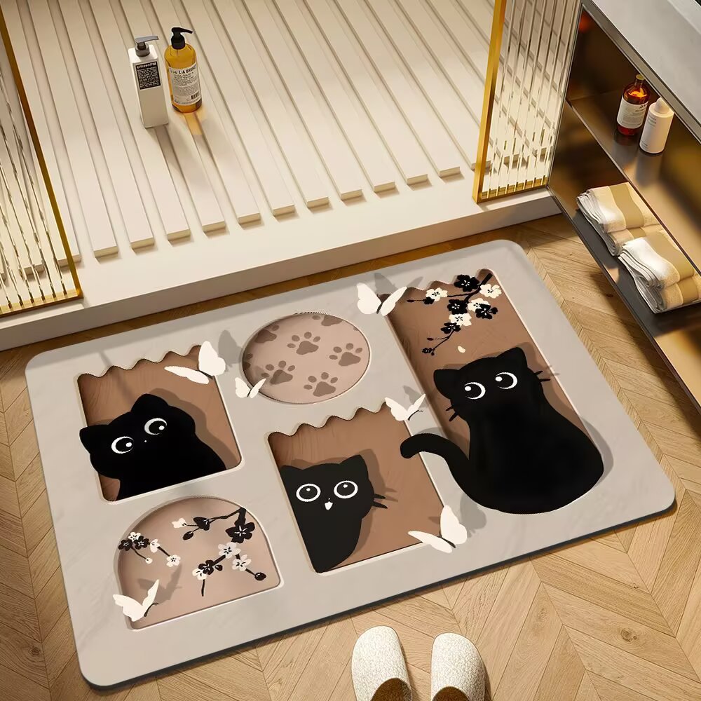 Cartoon-Katzen-Themen-Badmatte