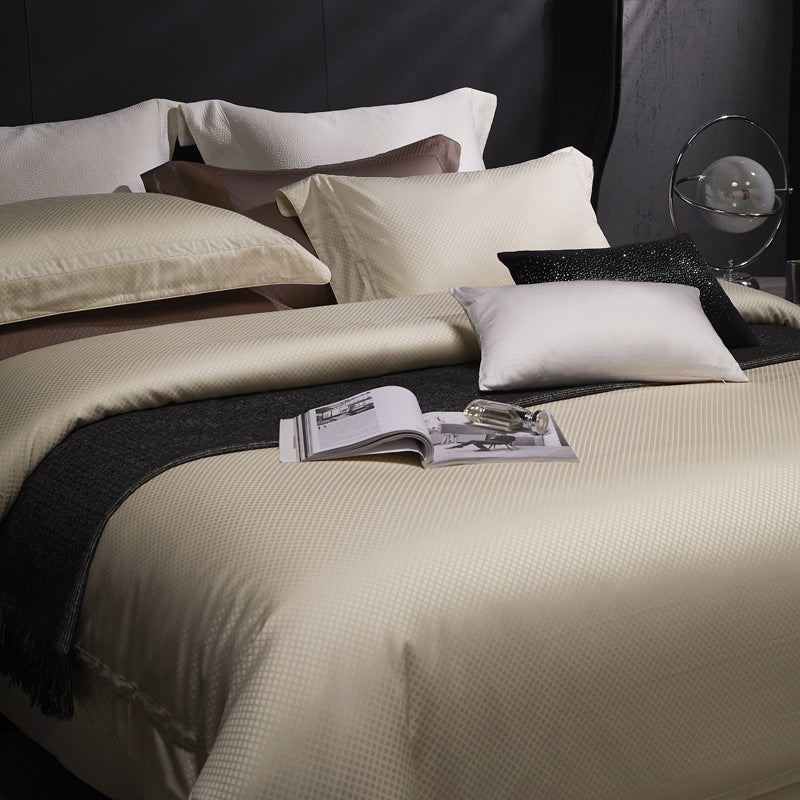 Mikro-Jacquard Satin-Feel Bettbezug und Umschlagkissenbezug Set
