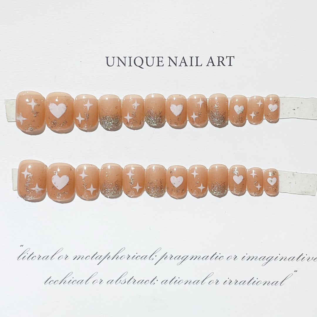 Herz- und Sternmuster Druck-Nagelset