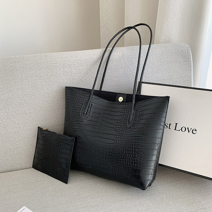Krokodillembossierte Tote-Bag mit abnehmbarem Clutch Karnz