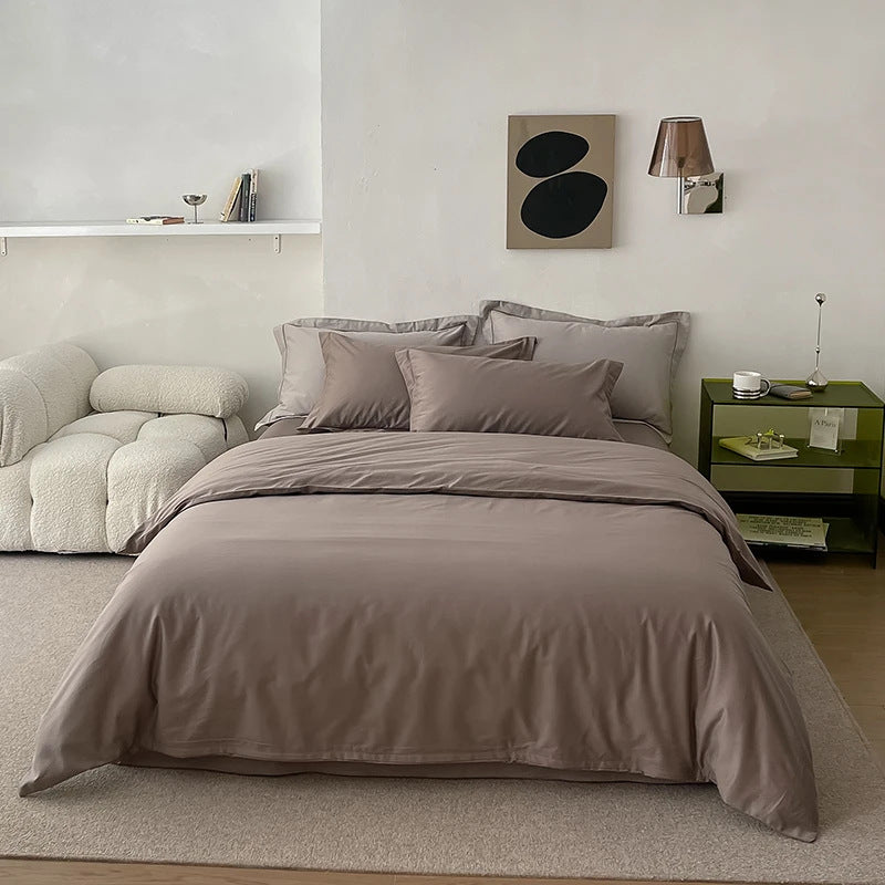 Wendbare Baumwoll-Satin-Bettwäschegarnitur mit seidig-mattem Finish und Hotelverschluss
