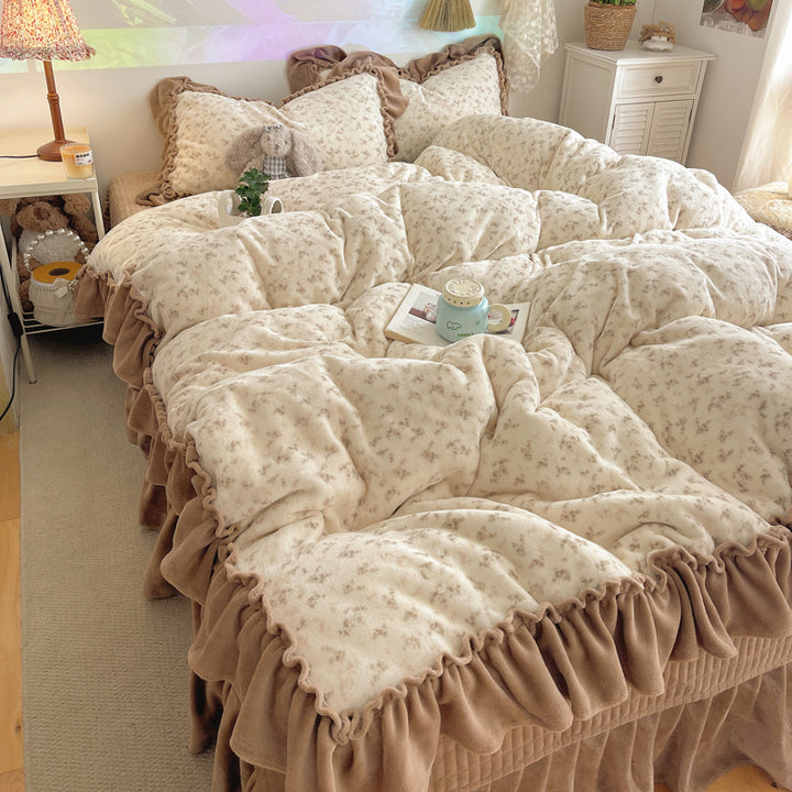Plüsch Floral Rüsch Komfortbett-Set