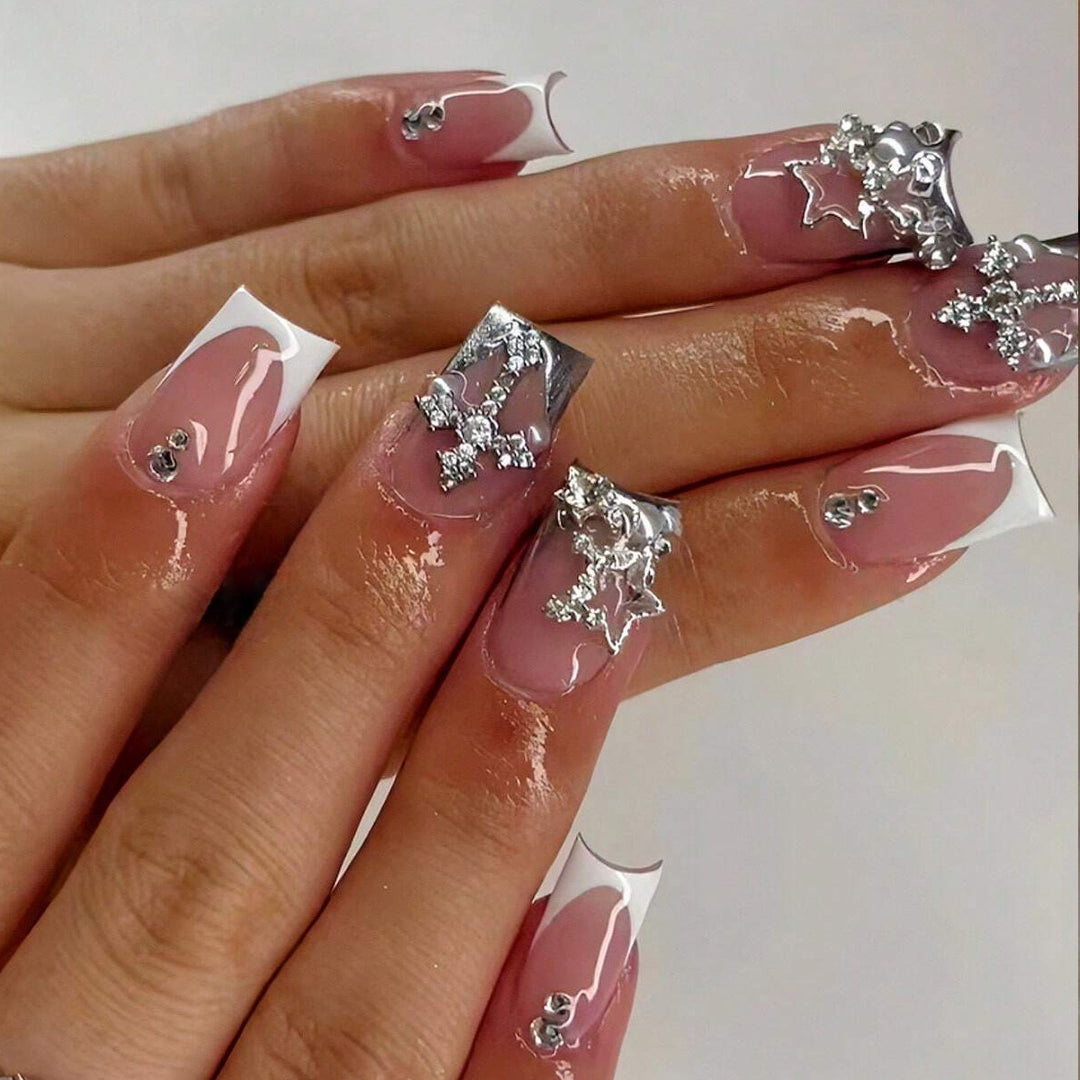 Glamouröse Strass Dekorative Stiletto Nagelerweiterungen Karnz
