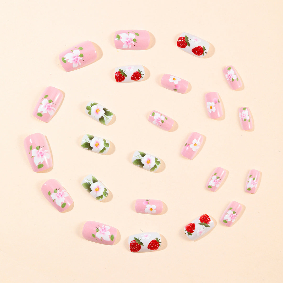 Erdbeer Blumen Nagelkunst Set Karnz