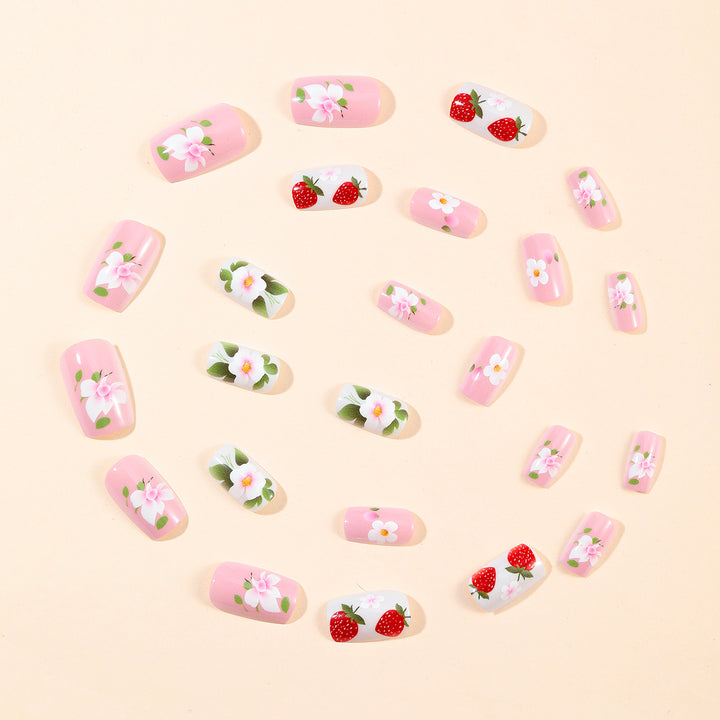 Erdbeer Blumen Nagelkunst Set Karnz