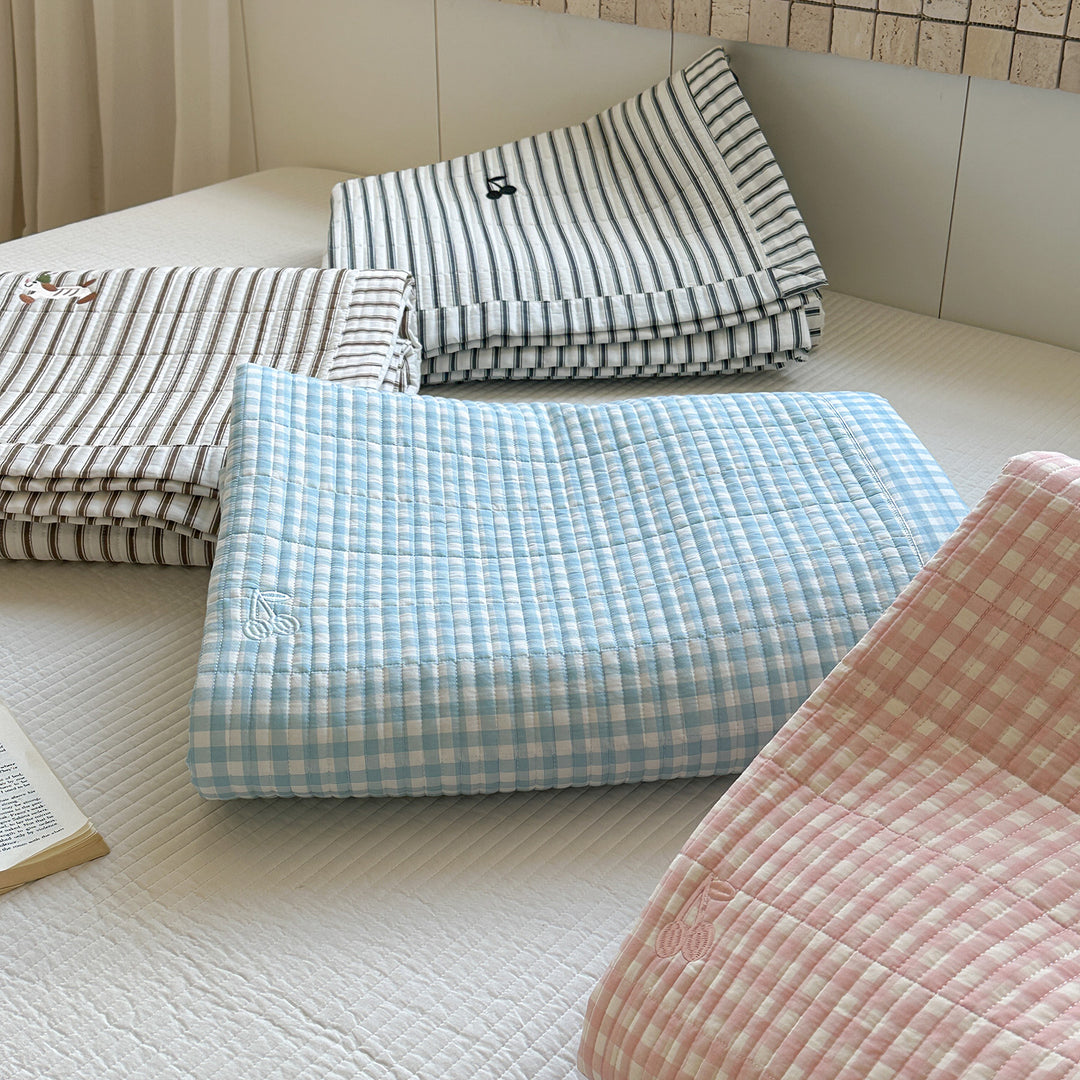 Baumwoll-Mischung Gestreift Percale Matratzenbezug und Kissenbezug Set