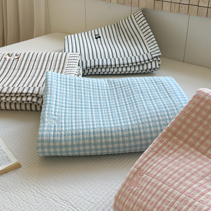 Baumwoll-Mischung Gestreift Percale Matratzenbezug und Kissenbezug Set