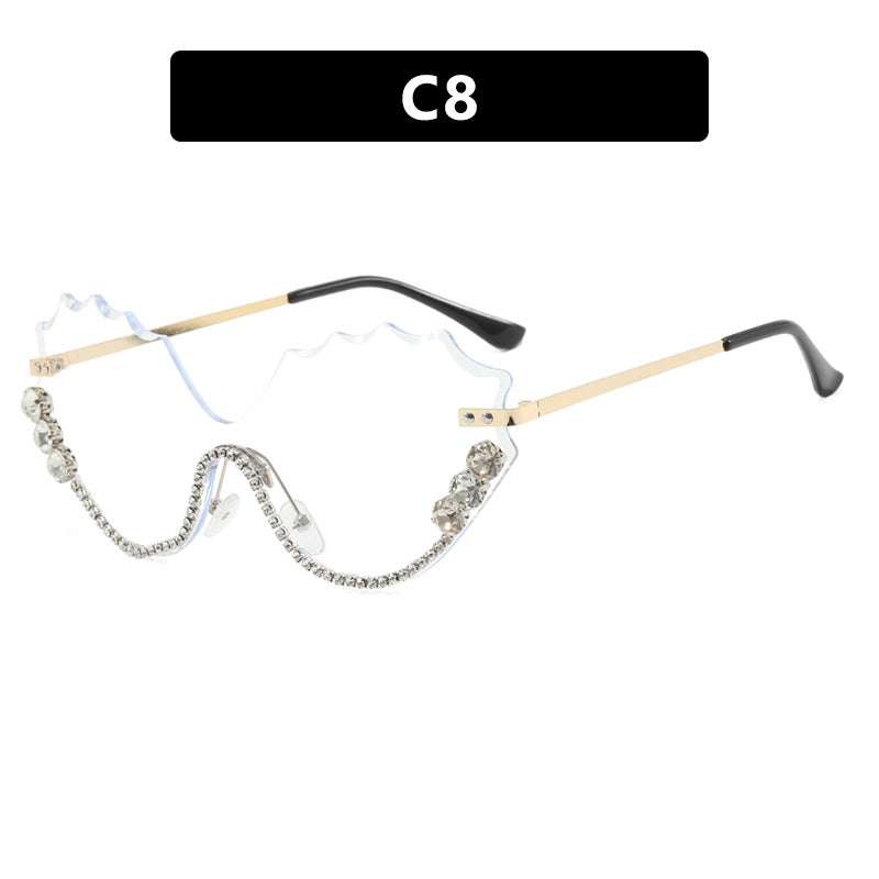 Damen extravagante Sonnenbrille mit glitzerndem Akzent und einzigartigem Design Karnz