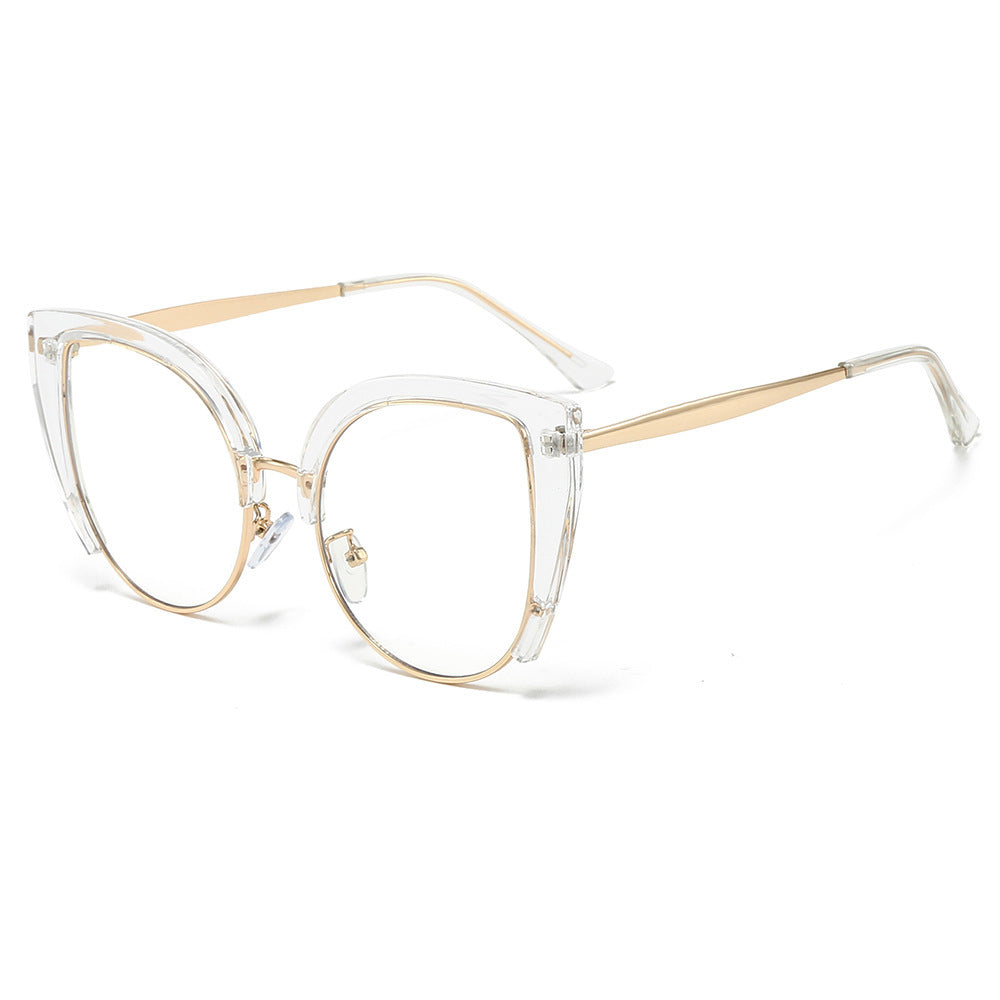 Damen Modische Cat-Eye Brille aus Kunststoff mit Metallakzenten Karnz