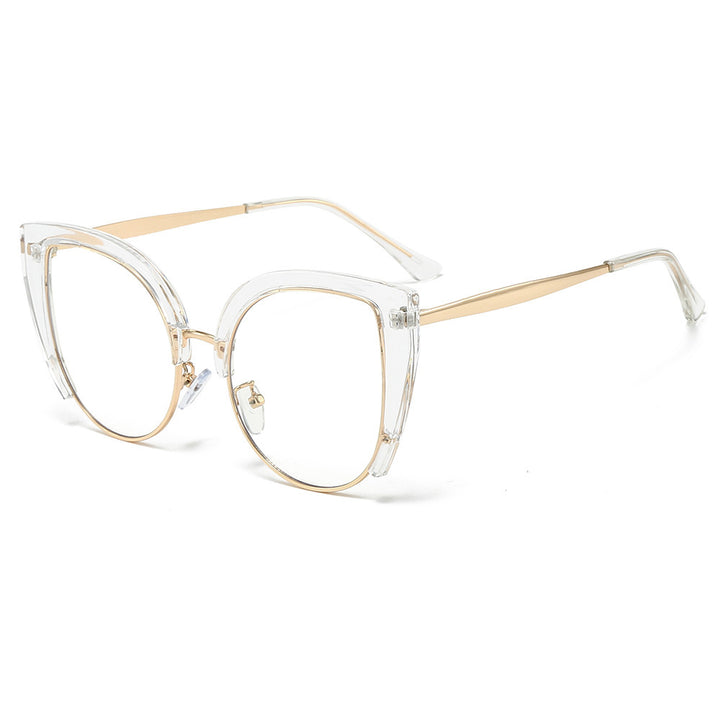 Damen Modische Cat-Eye Brille aus Kunststoff mit Metallakzenten Karnz
