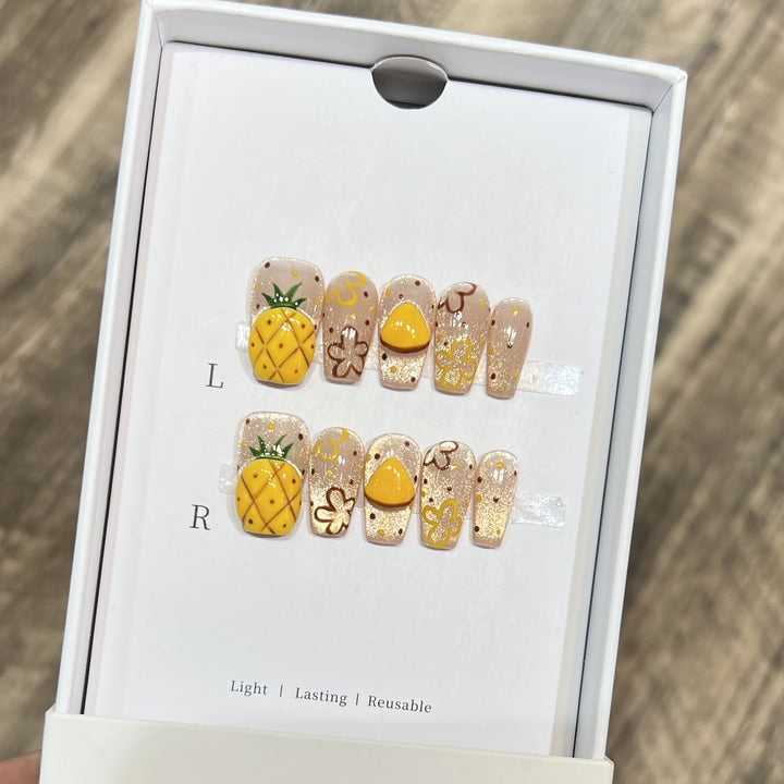Tropisches Obst-Themen Press-On Nagelset Karnz