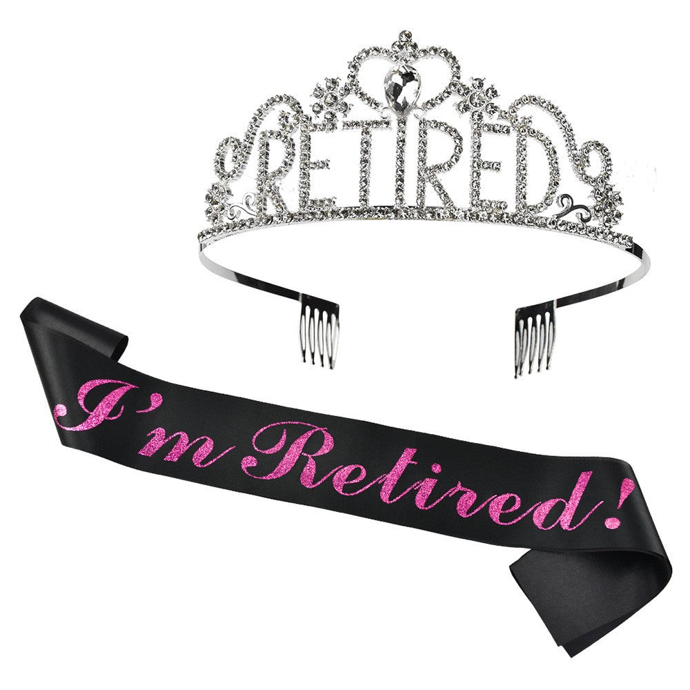 Damen Festliche Tiara mit Aufschrift und Satin-Schärpe Karnz