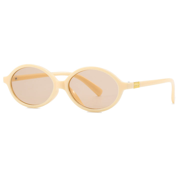 Damen modische Sonnenbrille mit ovalem Rahmen und goldenen Akzenten Karnz