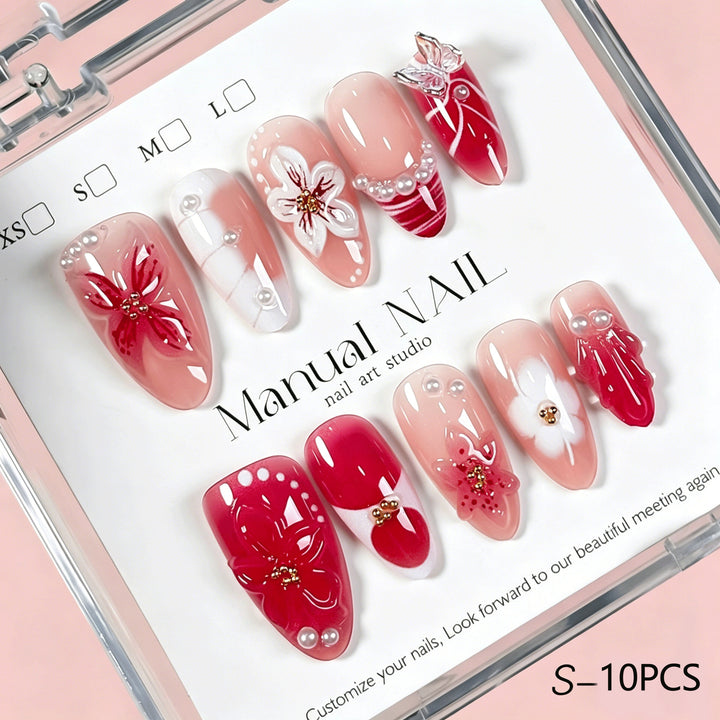Dekorative Blumen Press-On Nagelkunst Kollektion Karnz