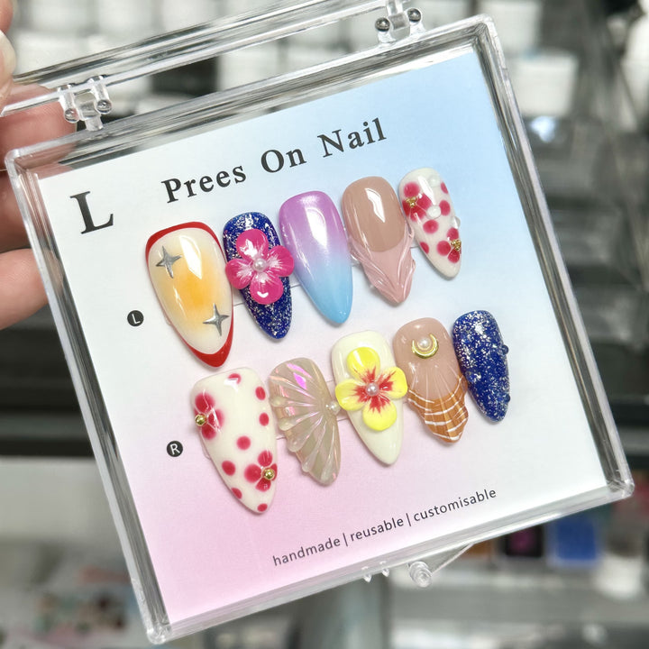 Handgemachte dekorative Press-On Nagelkollektion