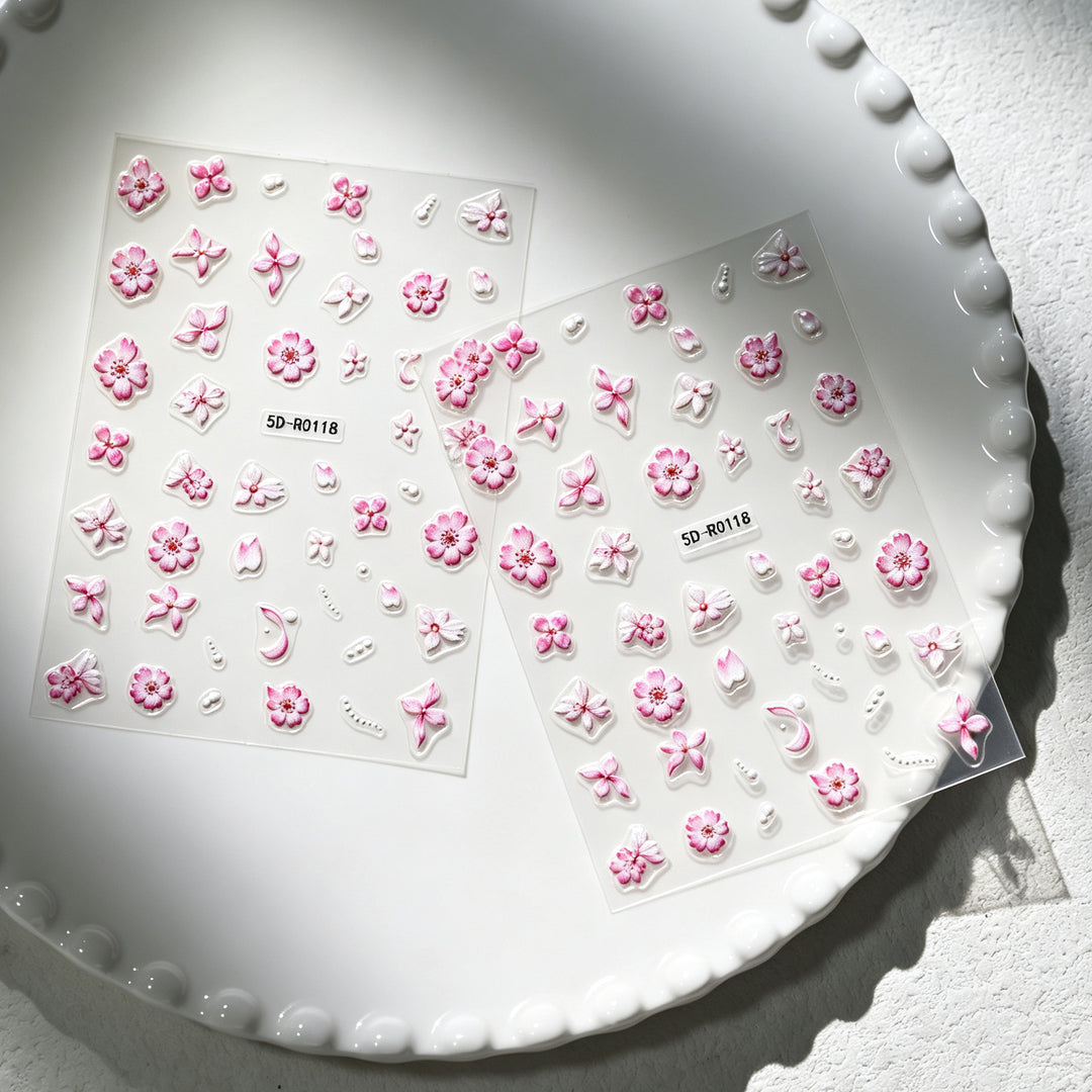 Dekorative 3D Blüten- und Schmetterling-Nagelkunst Charms