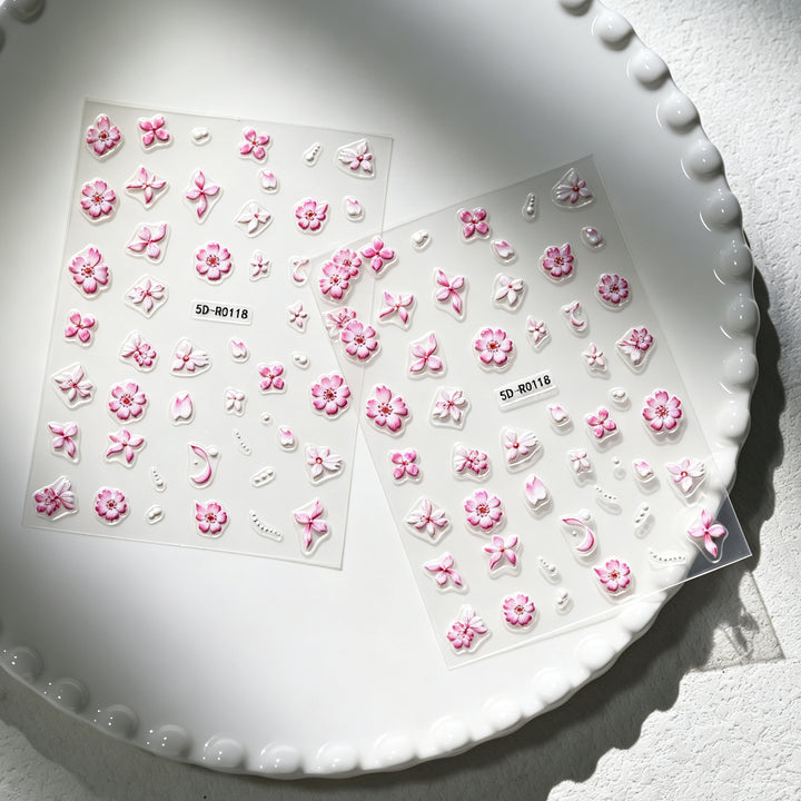Dekorative 3D Blüten- und Schmetterling-Nagelkunst Charms