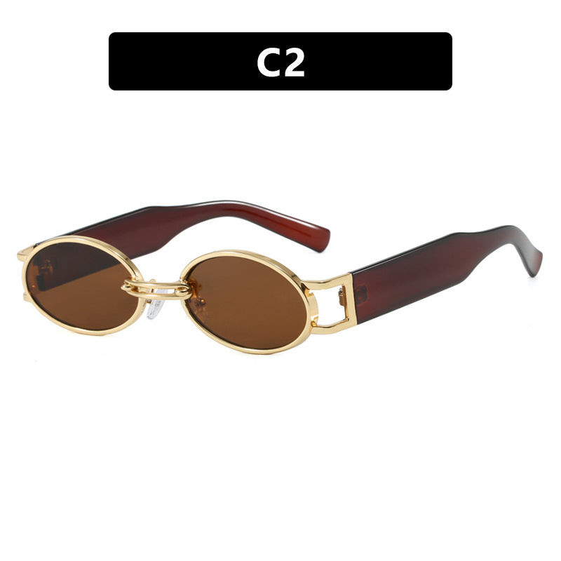 Damen ovalförmige Sonnenbrille mit goldenen Akzenten und stylischem Rahmen Karnz