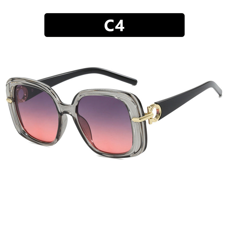 Damen quadratische Sonnenbrille mit luxuriösem Metallakzent Karnz