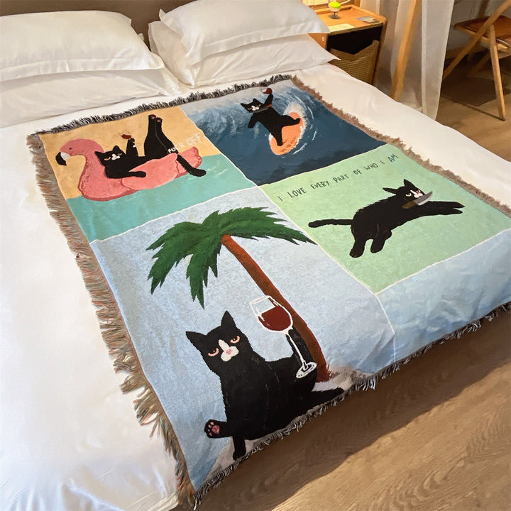 Künstlerische katzenmotivierte Wurfdecke
