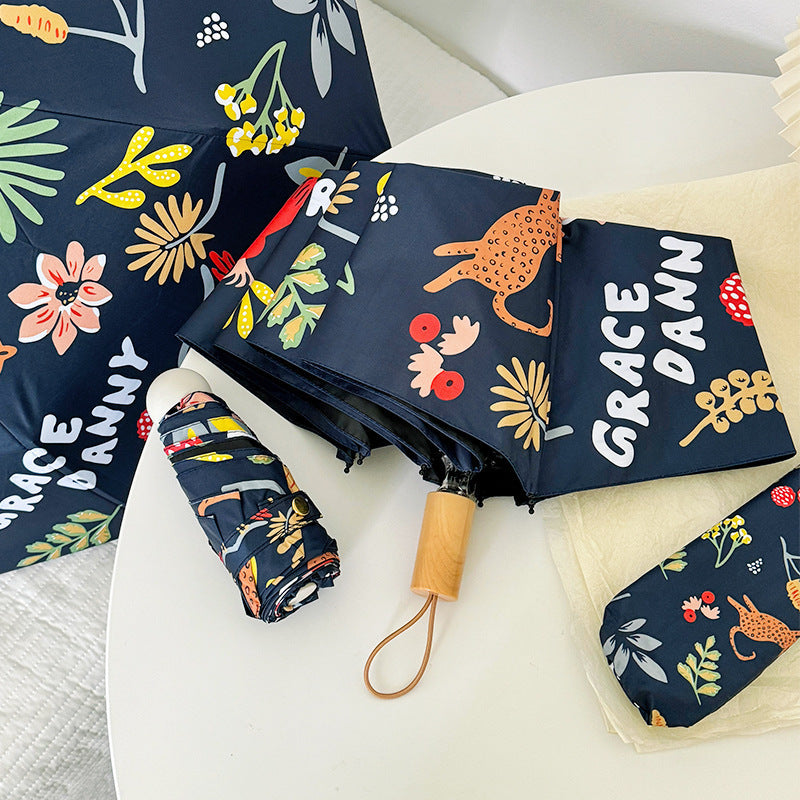 Damen Faltbarer Regenschirm mit ausdrucksstarkem Blumenmuster Karnz