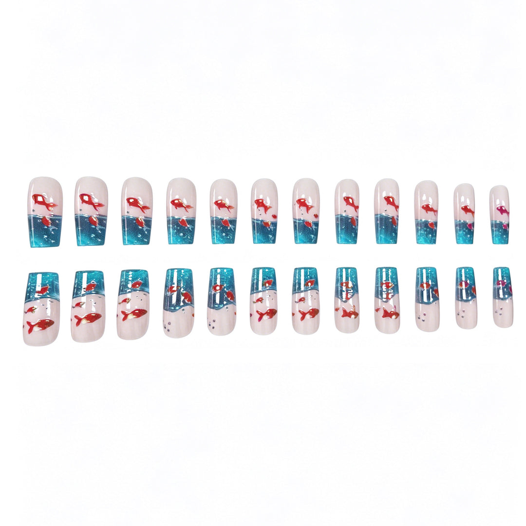 Künstlerische von Aqua inspirierte Acryl-Nagelkunstverlängerungen Karnz