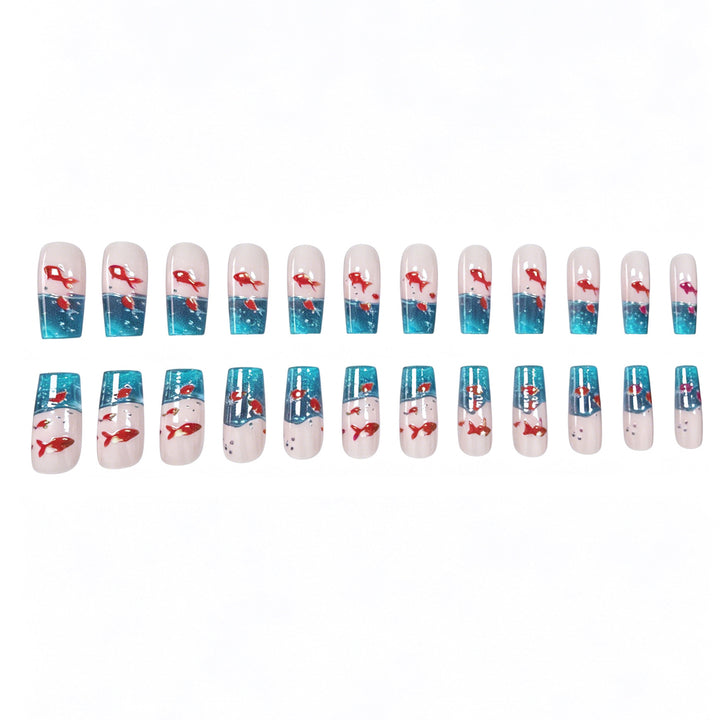 Künstlerische von Aqua inspirierte Acryl-Nagelkunstverlängerungen Karnz