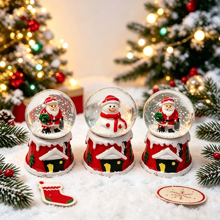 Zauberhafte Weihnachts-Schneekugel Figuren Karnz