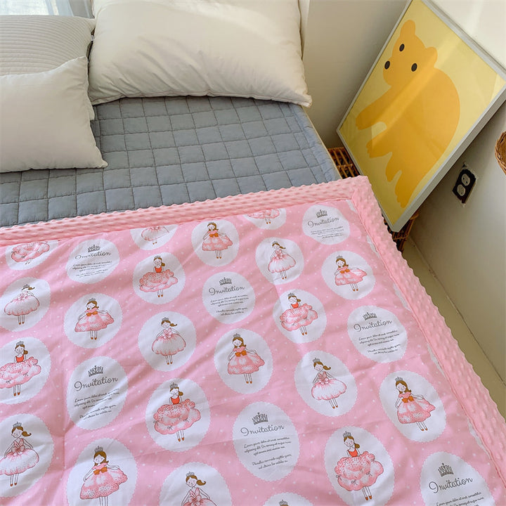 Kinder-Steppdecke mit buntem Dinosaurier-Print und weicher Minky-Borte
