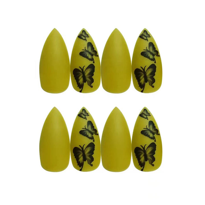 Künstlerisches Stiletto Press-On Nagelkunstset mit Schmetterlingsdesign