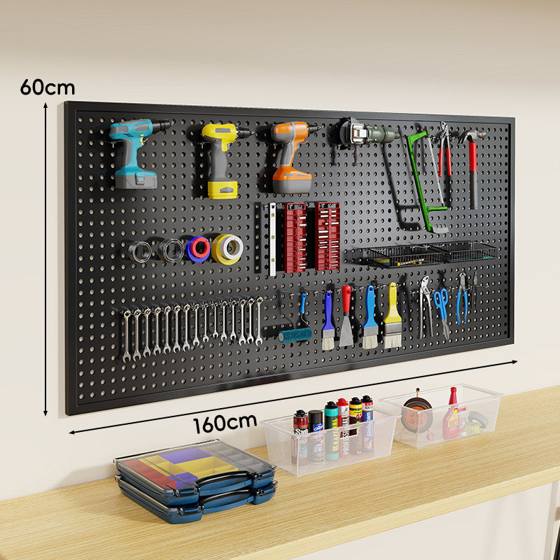 Wandmontierter Lochblech-Werkzeug-Pegboard-Organizer mit modularen Haken und Drahtkörben