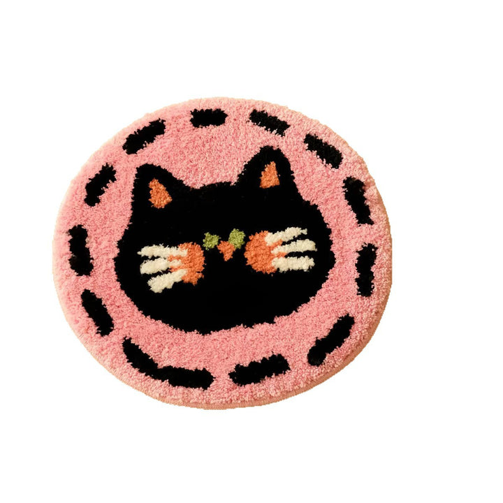 Runder Plüsch-Tufted Katzen-Gesicht Akzent Teppich
