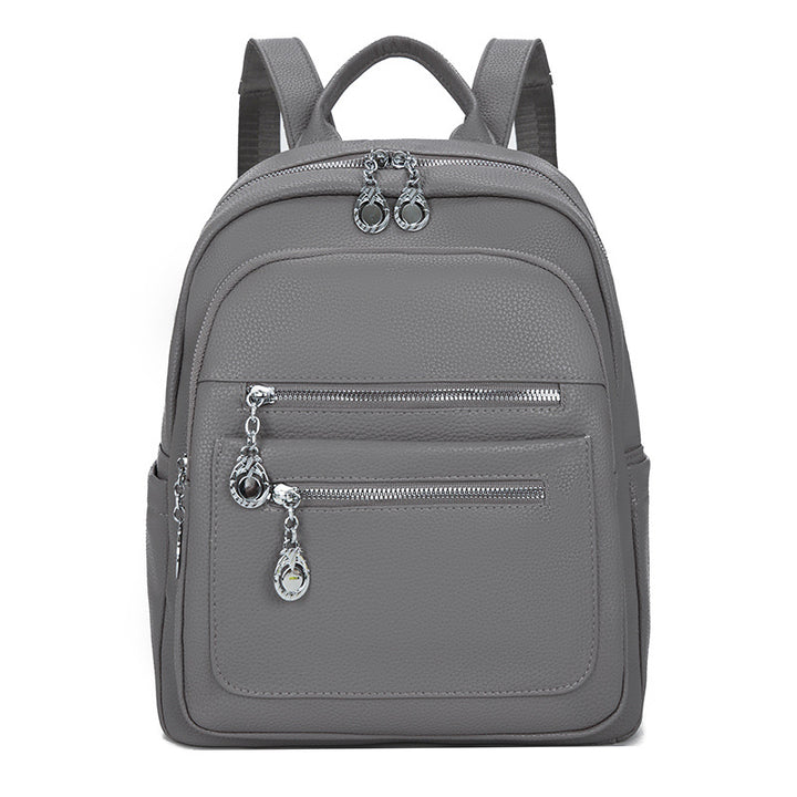 Stylischer Mehrfach-Taschen Leder-Rucksack Karnz