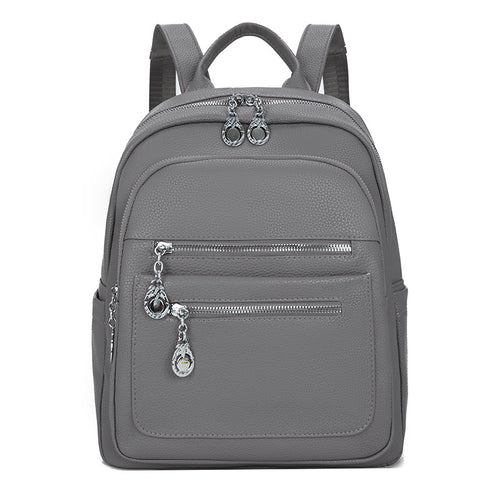 Stylischer Mehrfach-Taschen Leder-Rucksack Karnz