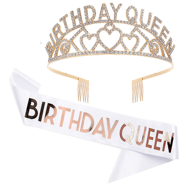 Damen Funkelndes Tiara- und Schärpen-Set Karnz