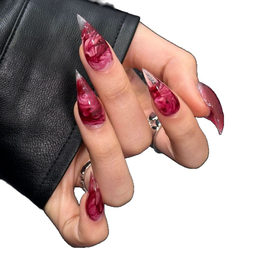 Künstlerische Marmor-Effekt Stiletto Press-On Nägel