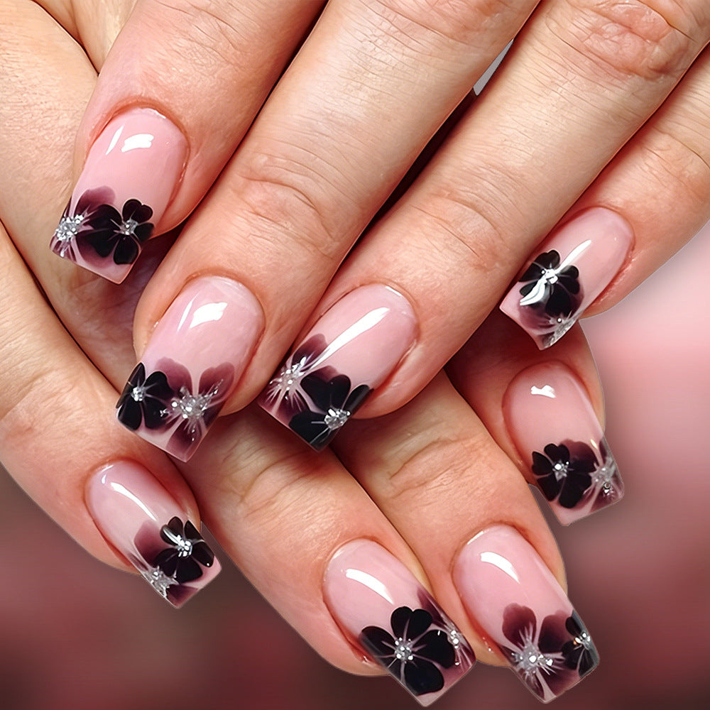 Elegante florale Acryl-Press-On-Nägel Karnz