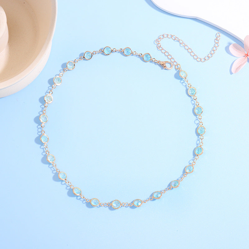 Funkelnde Kristall Choker Halskette Karnz
