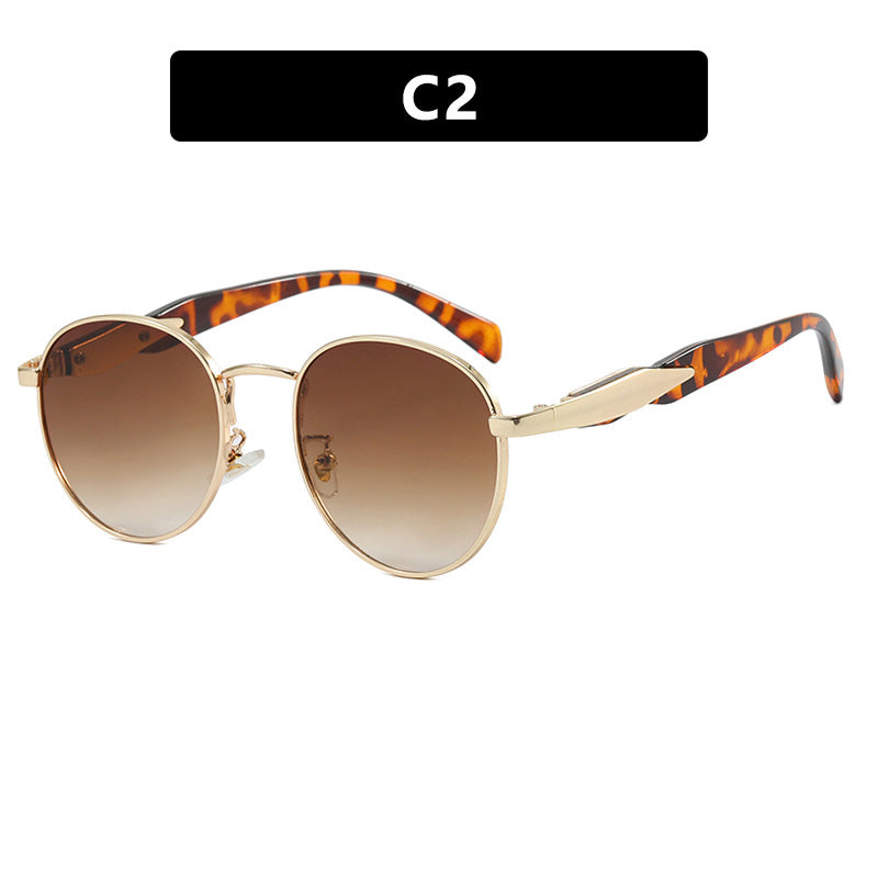 Damen runde Sonnenbrille mit elegantem, goldenen Rahmen und UV-Schutz Karnz