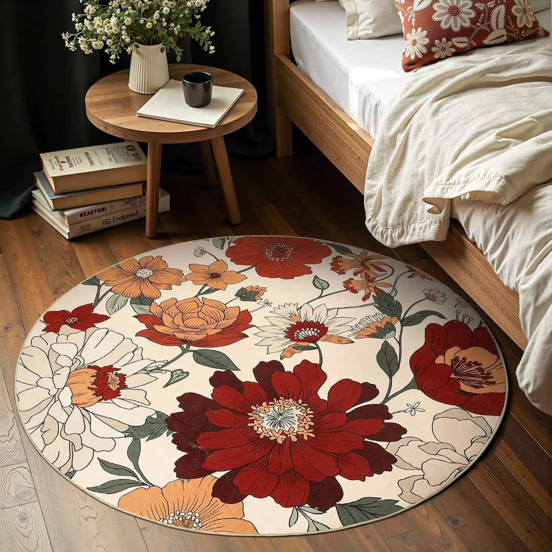 Blumenmuster runder Teppich
